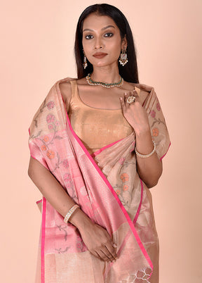 Cream Tissue Silk Saree With Blouse Piece