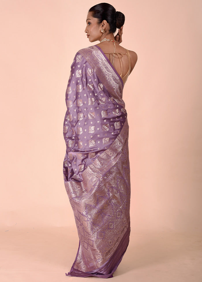 Purple Banarasi Silk Saree With Blouse Piece