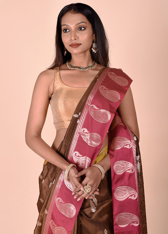 Brown Cotton Saree With Blouse Piece