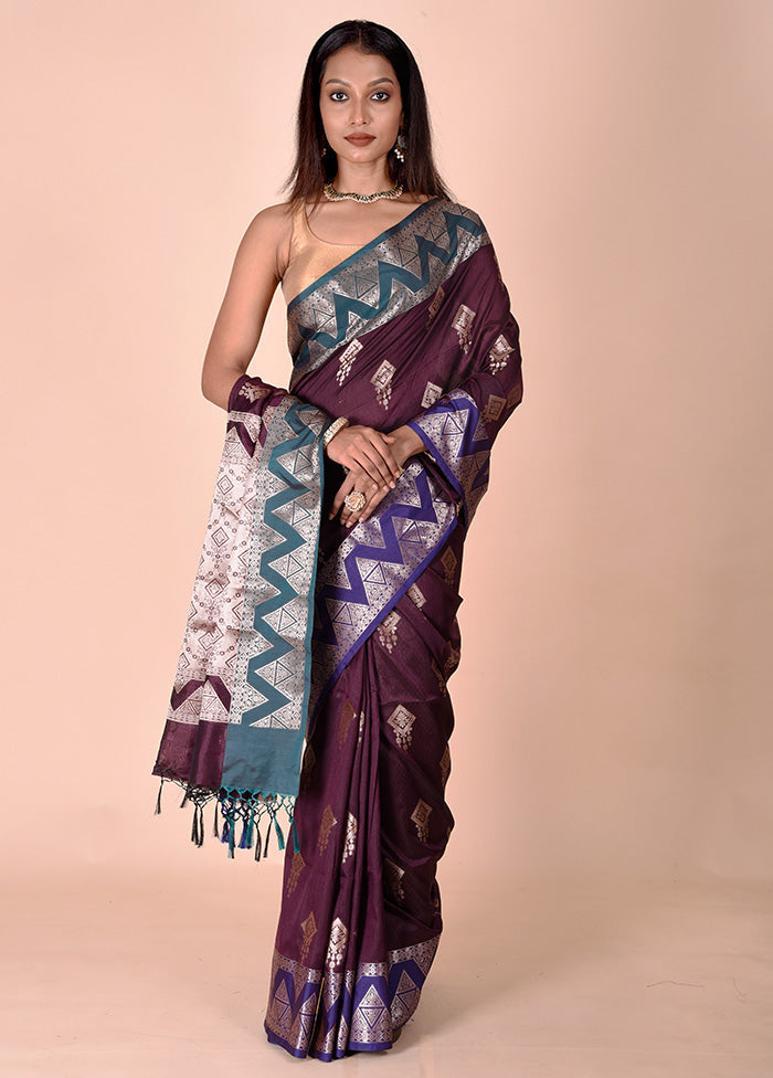 Purple Cotton Saree With Blouse Piece