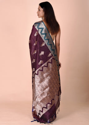 Purple Cotton Saree With Blouse Piece