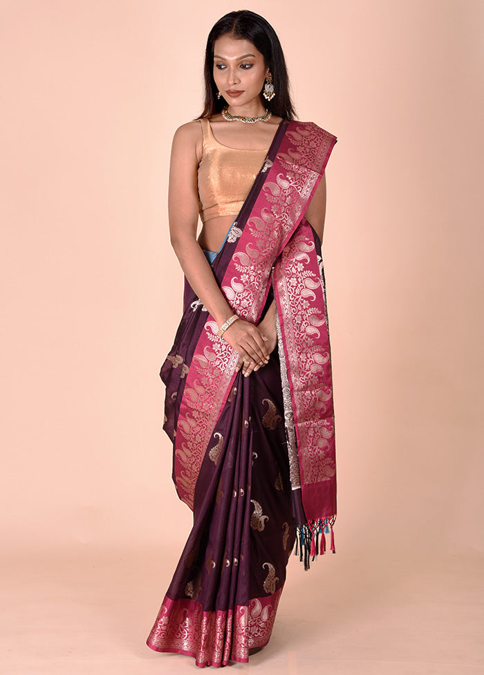 Purple Cotton Saree With Blouse Piece