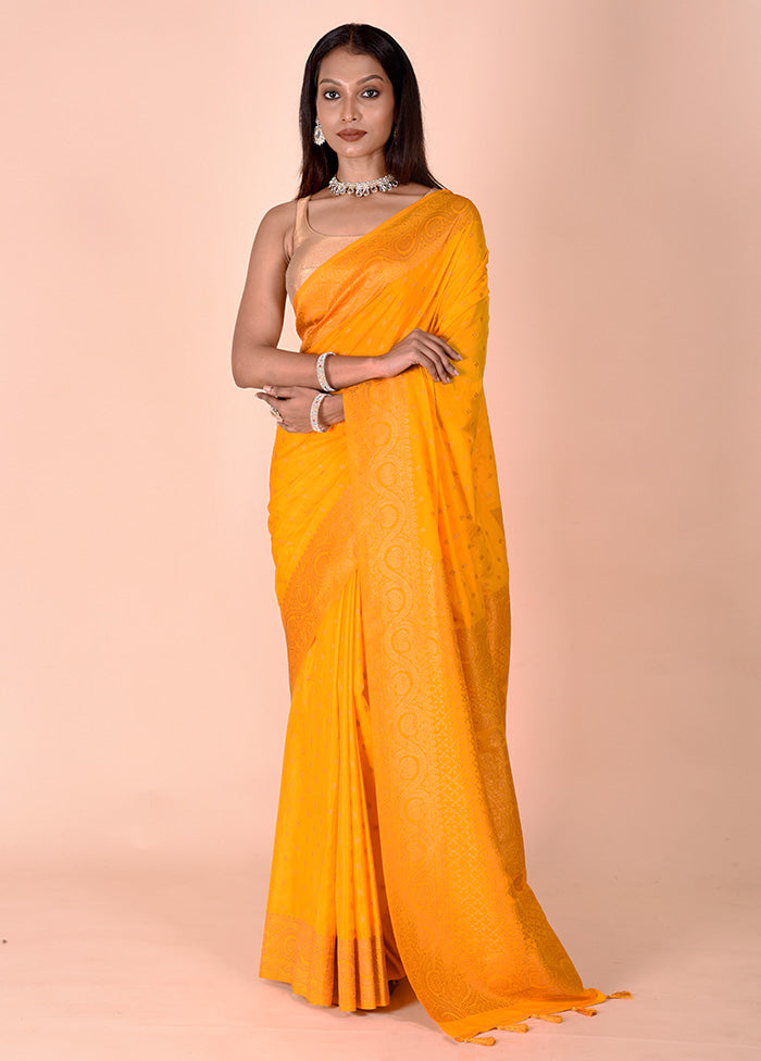 Yellow Georgette Saree With Blouse Piece