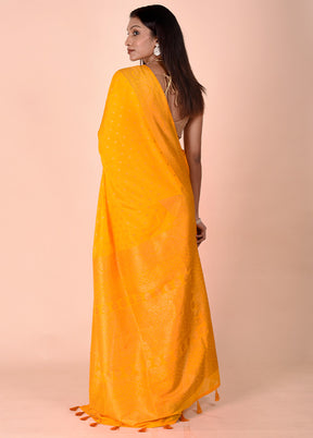 Yellow Georgette Saree With Blouse Piece