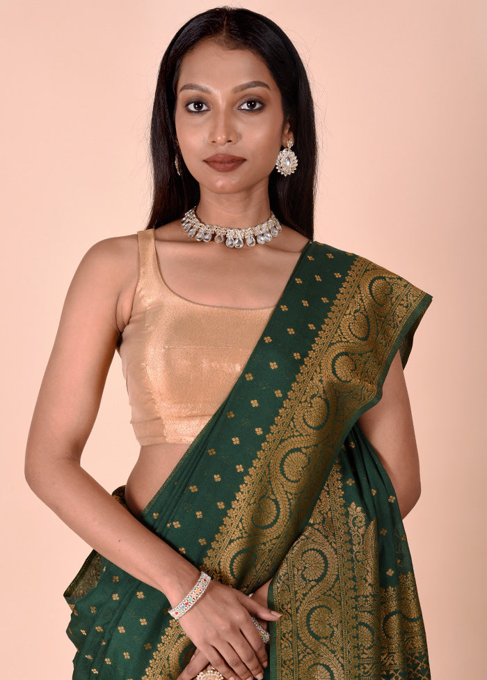 Green Georgette Saree With Blouse Piece