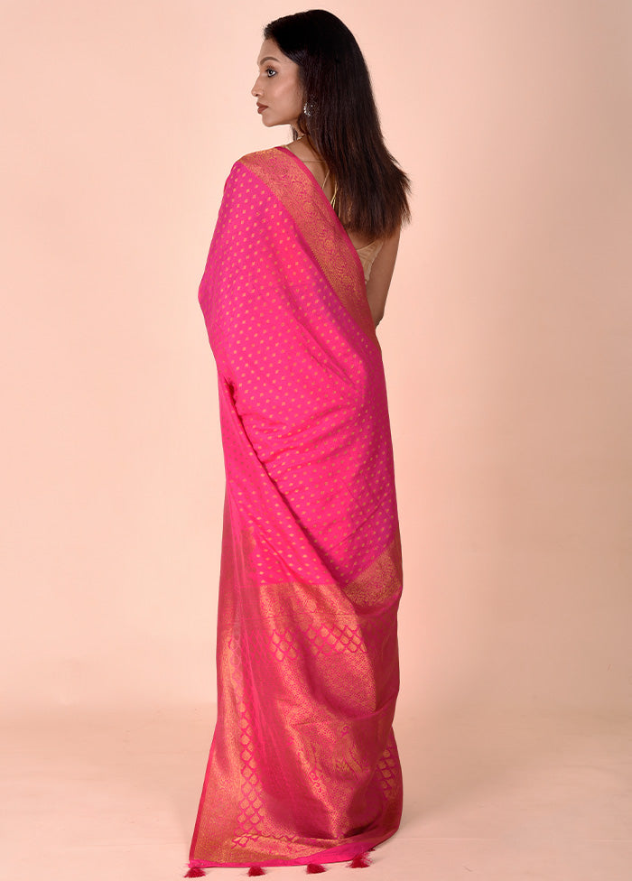 Pink Georgette Saree With Blouse Piece