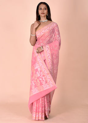 Pink Kota Cotton Saree With Blouse Piece