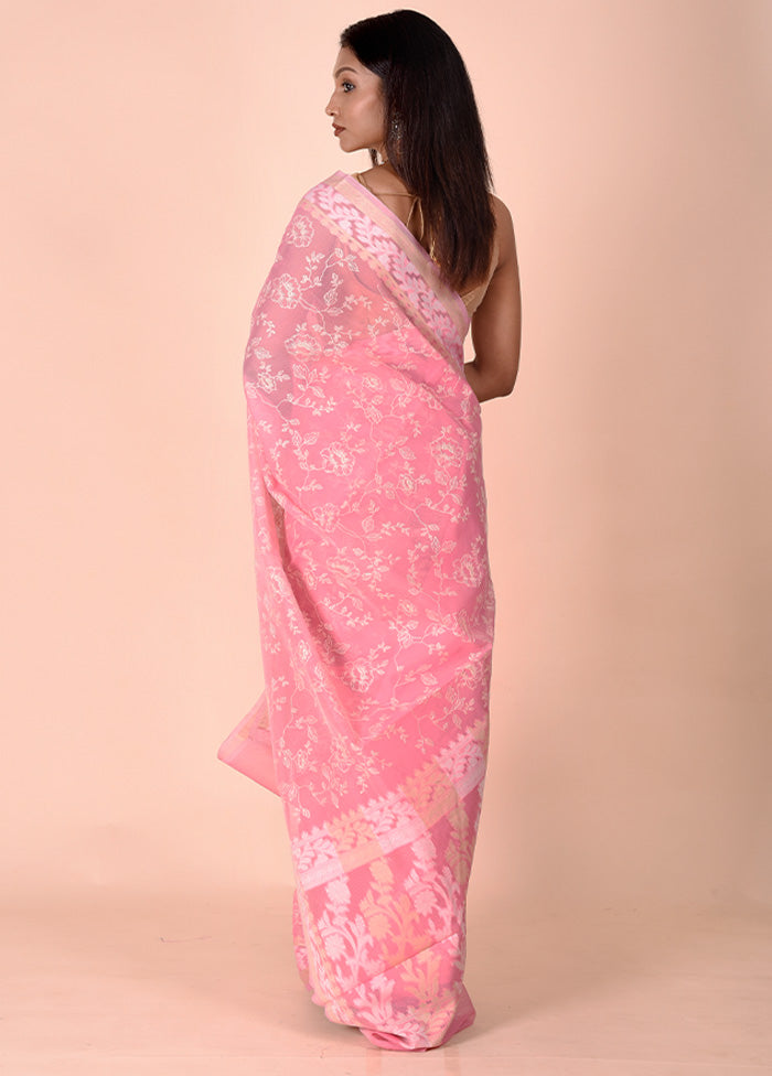 Pink Kota Cotton Saree With Blouse Piece