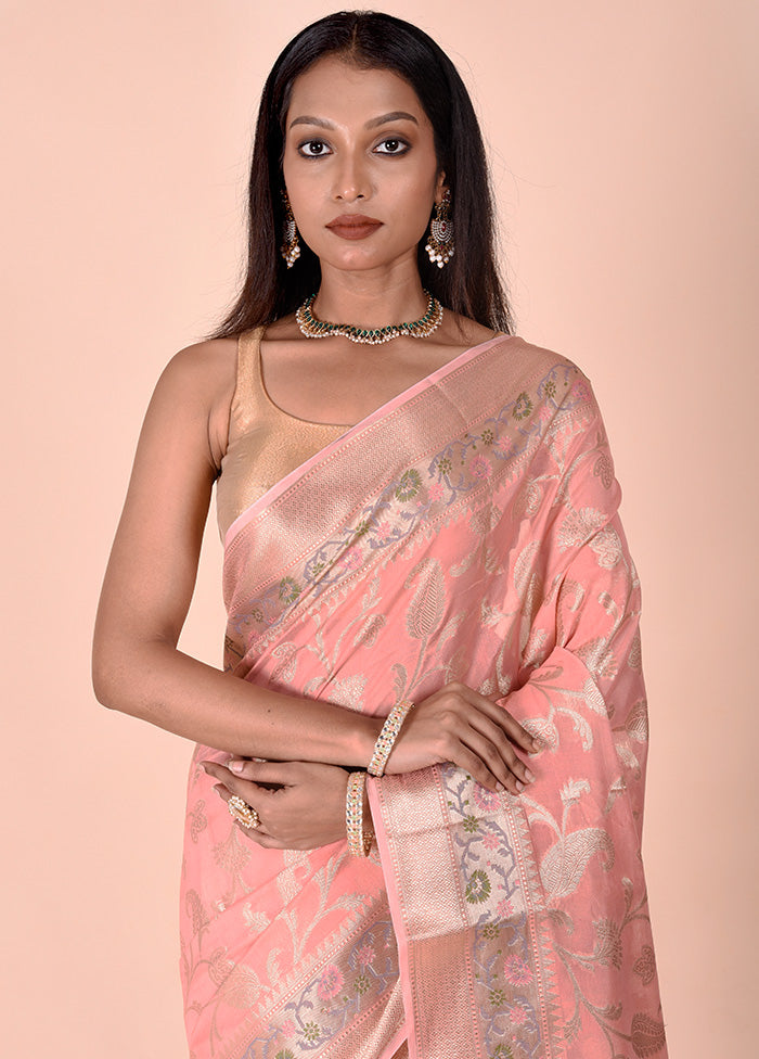 Pink Kota Cotton Saree With Blouse Piece