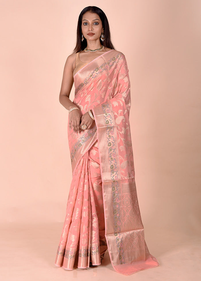 Pink Kota Cotton Saree With Blouse Piece