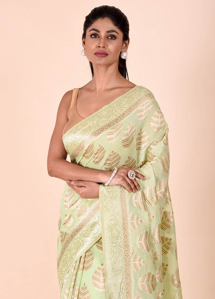 Green Kora Silk Saree With Blouse Piece