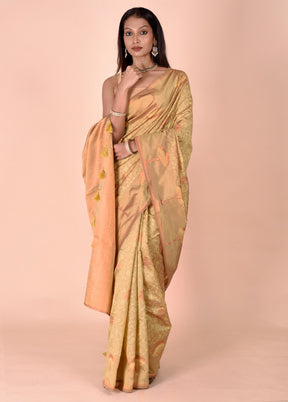 Yellow Kora Silk Saree With Blouse Piece