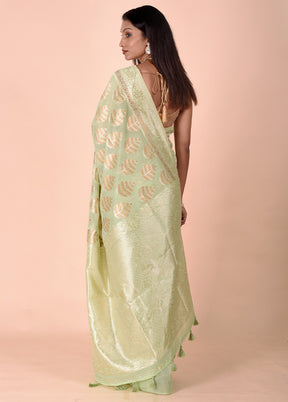 Green Kora Silk Saree With Blouse Piece