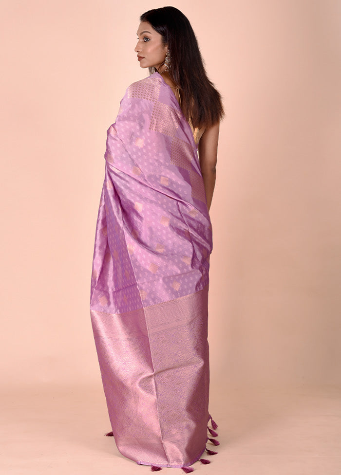 Purple Kora Silk Saree With Blouse Piece