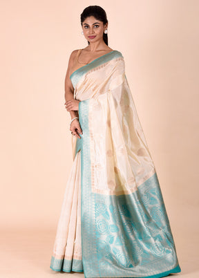 Beige Dupion Silk Saree With Blouse Piece