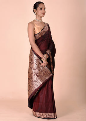 Maroon Banarasi Silk Saree With Blouse Piece