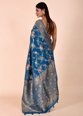 Blue Georgette Saree With Blouse Piece