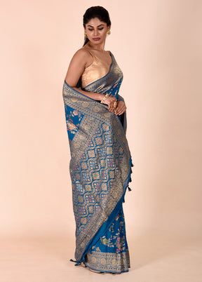 Blue Georgette Saree With Blouse Piece