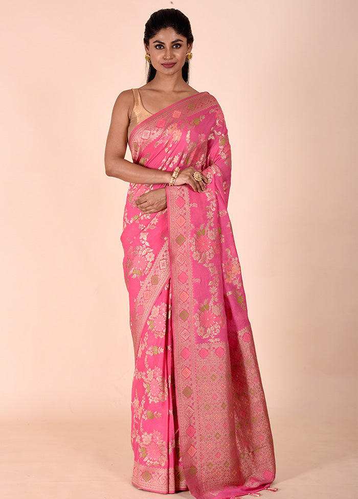 Pink Georgette Saree With Blouse Piece