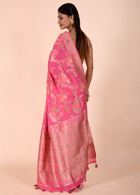 Pink Georgette Saree With Blouse Piece