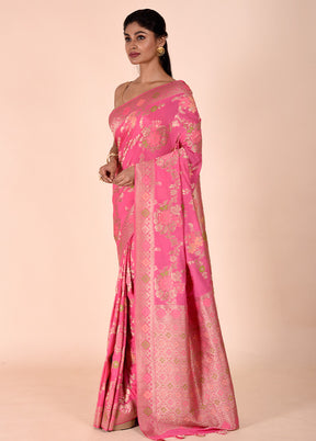 Pink Georgette Saree With Blouse Piece