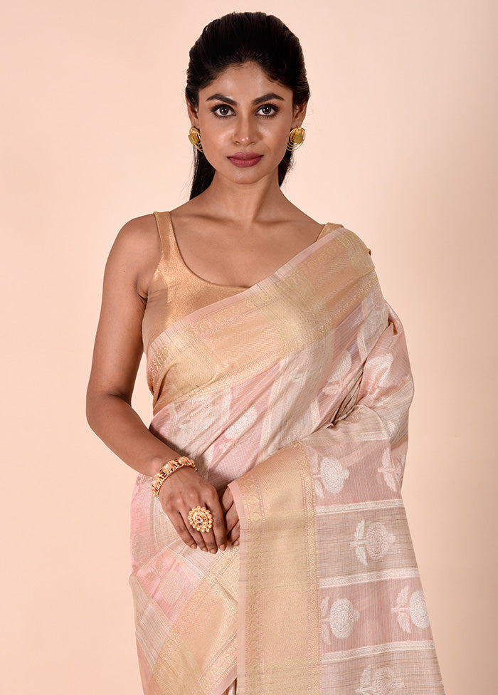 Pink Tissue Silk Saree With Blouse Piece