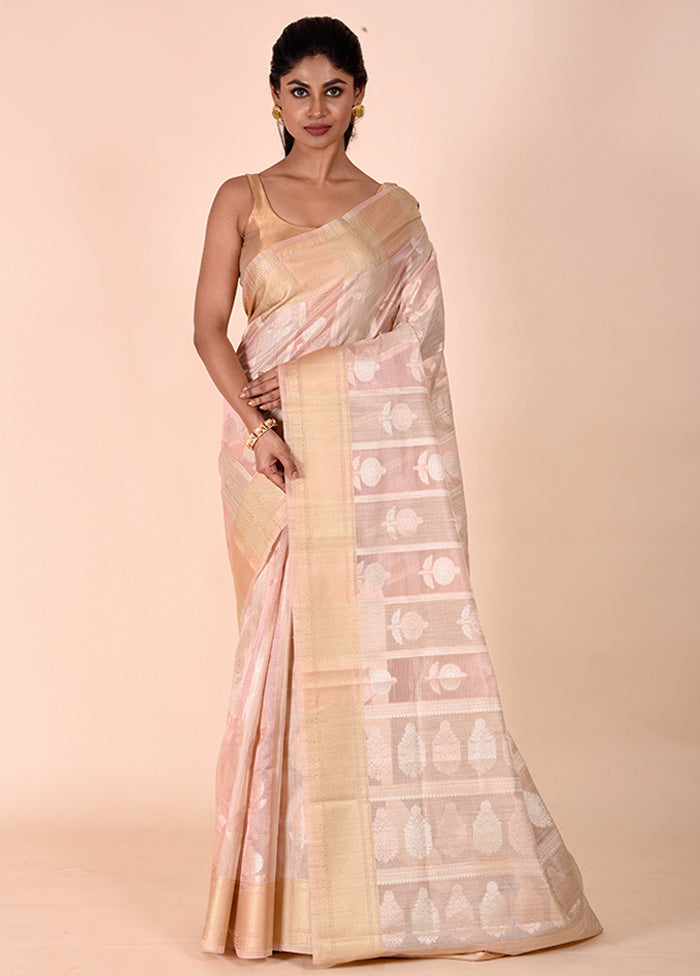 Pink Tissue Silk Saree With Blouse Piece