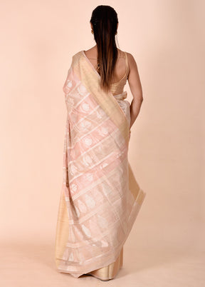 Pink Tissue Silk Saree With Blouse Piece