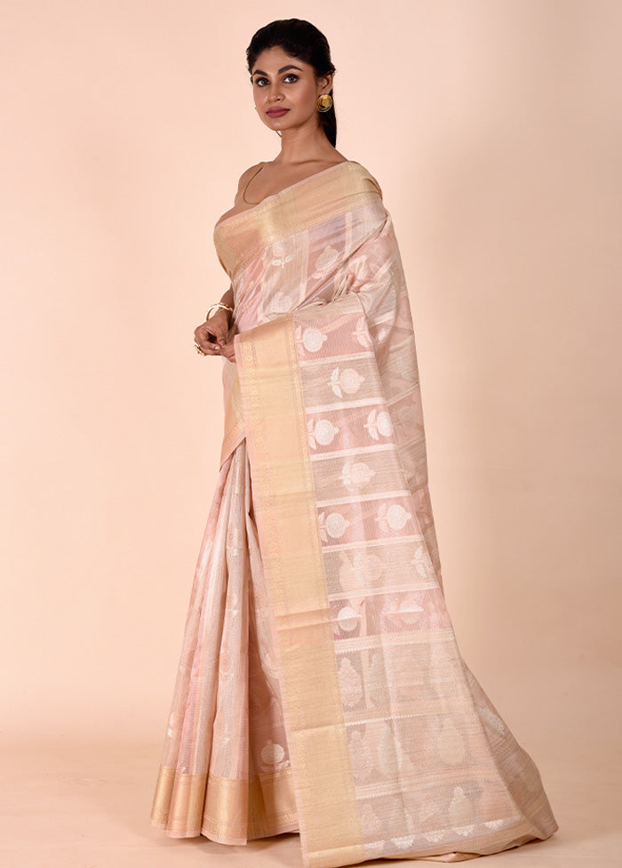 Pink Tissue Silk Saree With Blouse Piece