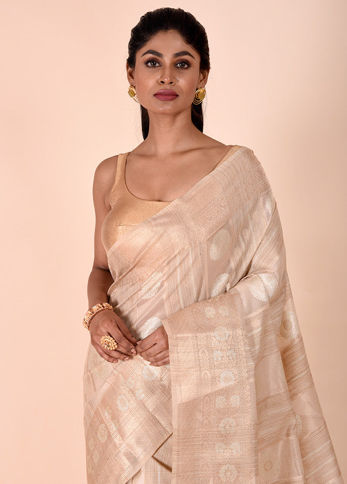 Cream Tissue Silk Saree With Blouse Piece