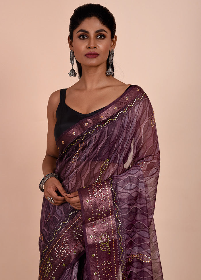 Purple Tussar Silk Saree With Blouse Piece