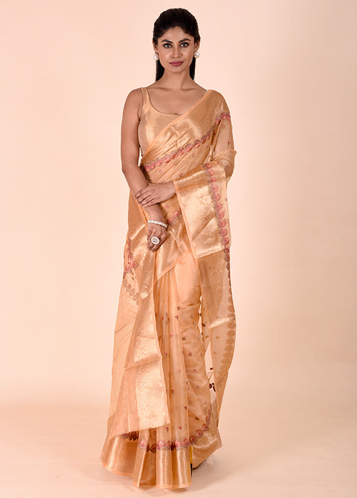 Cream Tissue Silk Saree With Blouse Piece