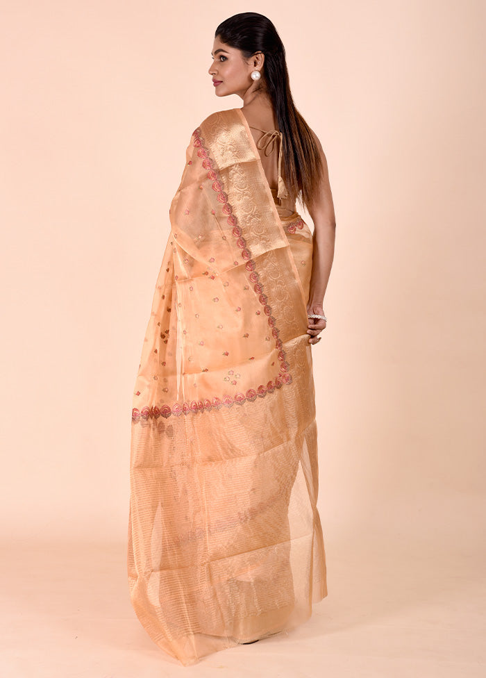 Cream Tissue Silk Saree With Blouse Piece