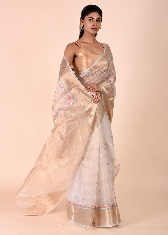 Beige Tissue Silk Saree With Blouse Piece