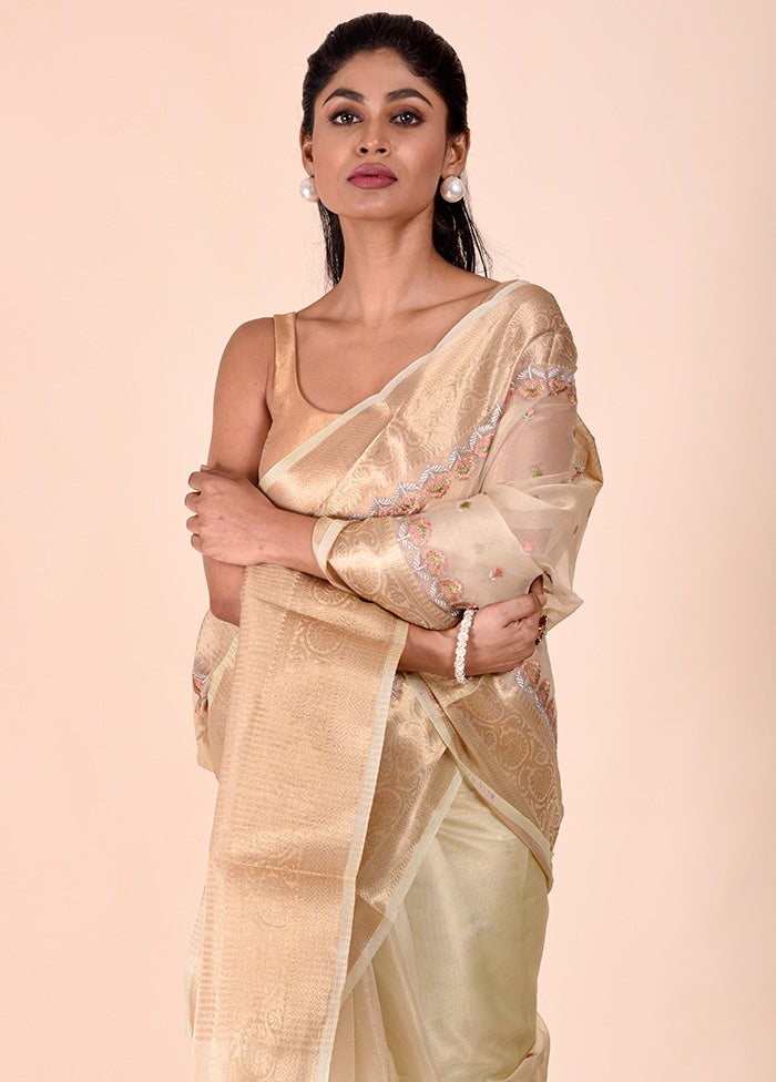 Green Tissue Silk Saree With Blouse Piece