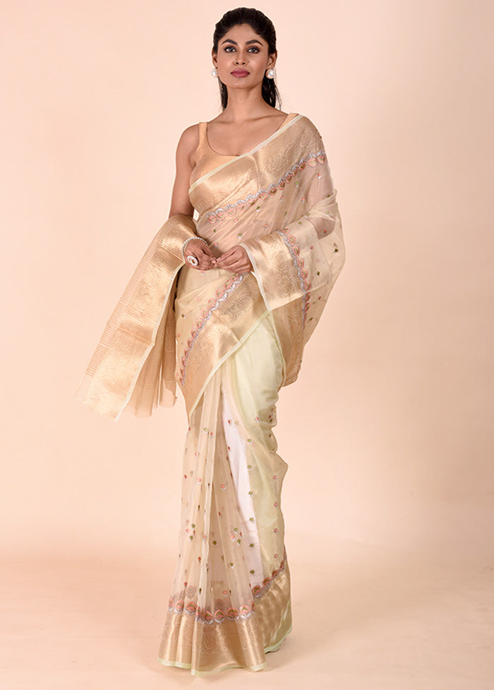 Green Tissue Silk Saree With Blouse Piece