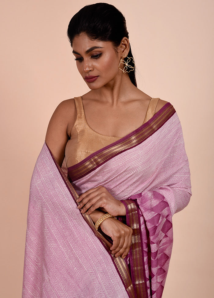 Pink Chanderi Cotton Saree With Blouse Piece