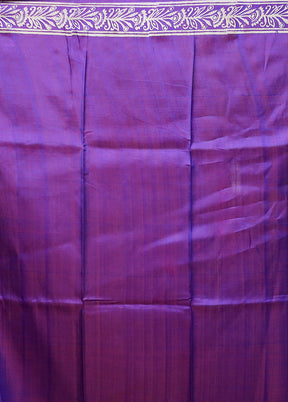 Purple Printed Pure Silk Saree Without Blouse Piece