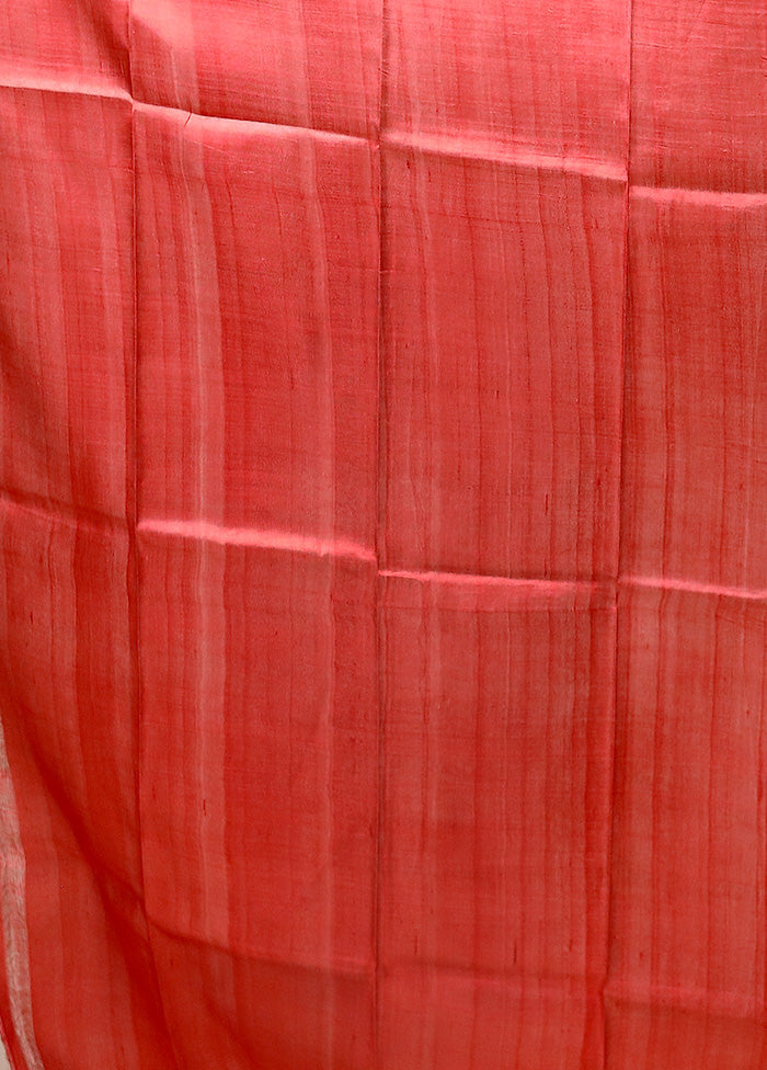 Red Printed Pure Silk Saree Without Blouse Piece