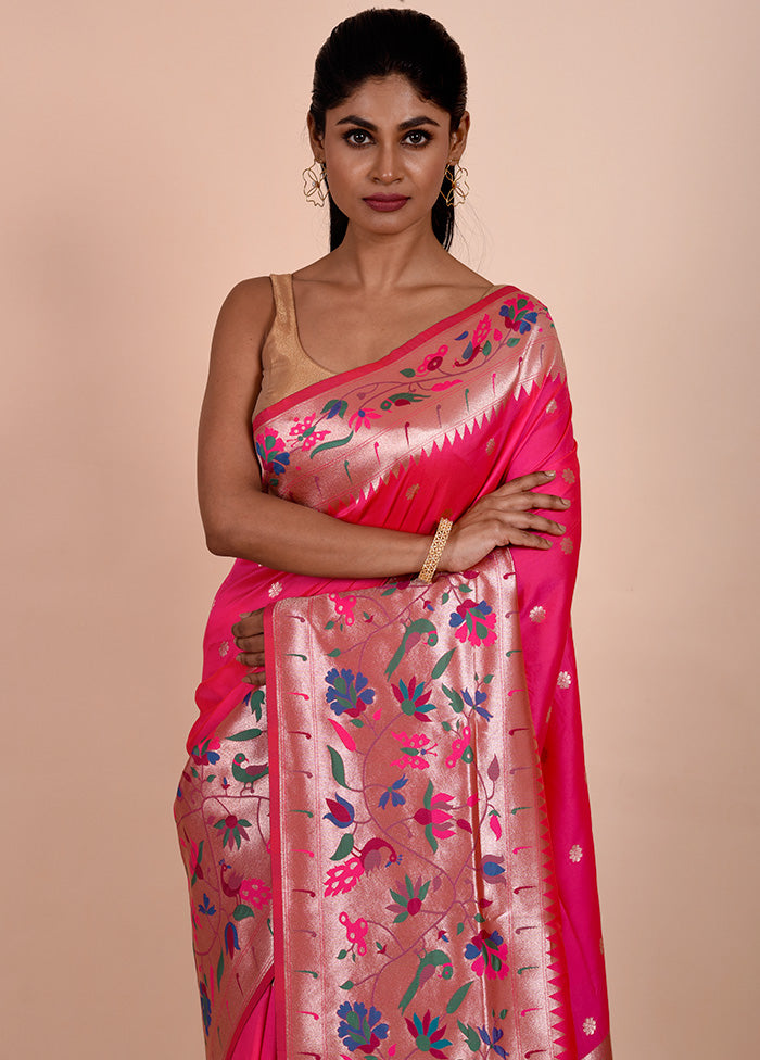 Pink Dupion Silk Saree With Blouse Piece