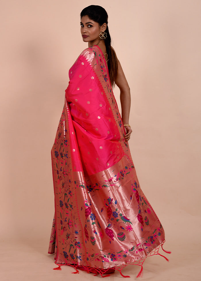 Pink Dupion Silk Saree With Blouse Piece