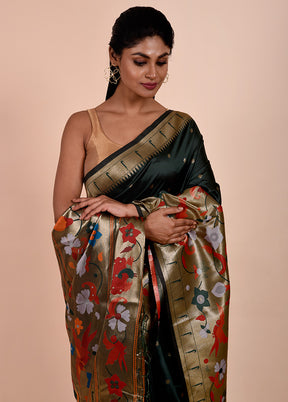 Green Dupion Silk Saree With Blouse Piece