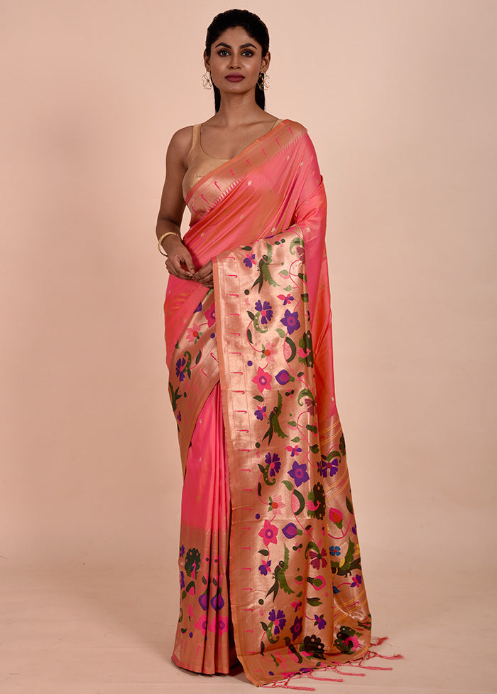 Pink Dupion Silk Saree With Blouse Piece