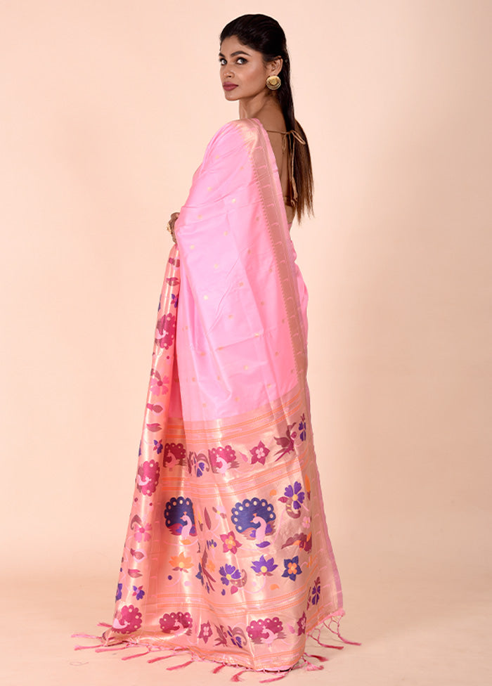 Pink Dupion Silk Saree With Blouse Piece