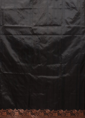 Black Handloom Katan Pure Silk Saree With Blouse Piece