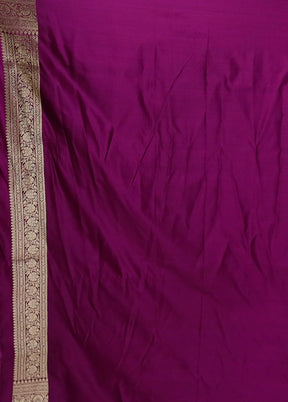 Purple Banarasi Silk Saree With Blouse Piece