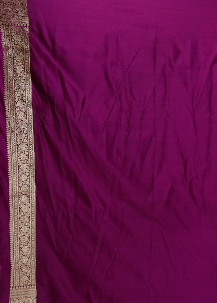 Purple Banarasi Silk Saree With Blouse Piece