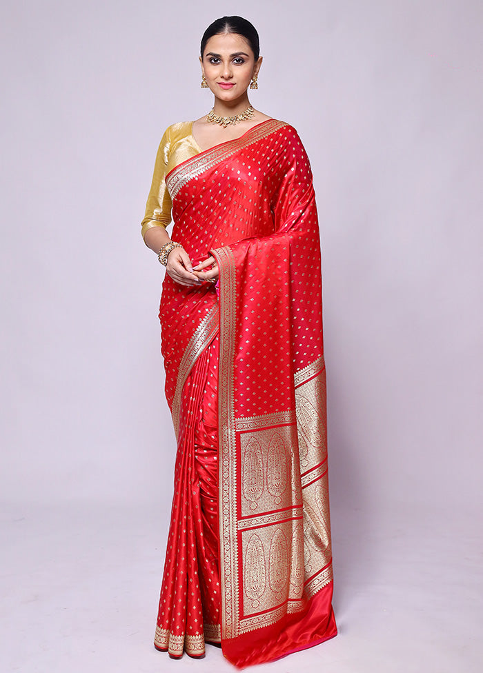 Pink Banarasi Silk Saree With Blouse Piece