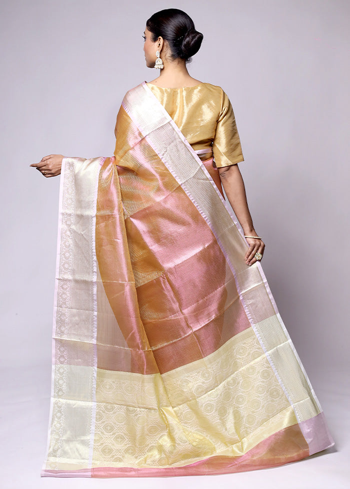 Golden Tissue Silk Saree With Blouse Piece