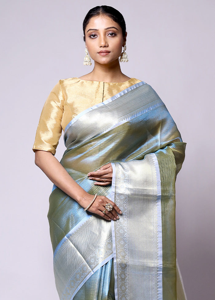 Green Tissue Silk Saree With Blouse Piece